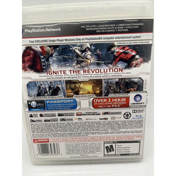 Assassin's Creed 3 III (PS3 Sony PlayStation 3, 2012) GameStop CIB - Tested - Picture 4 of 8